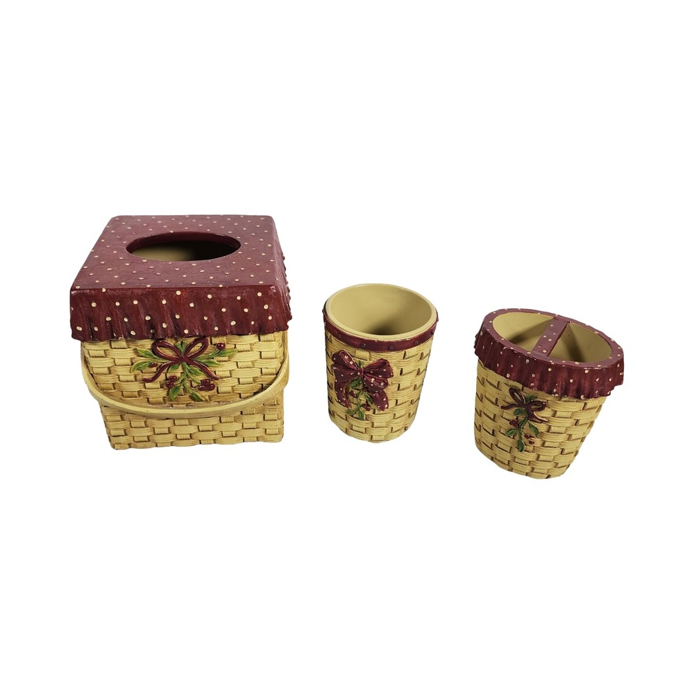 Vintage Designs Thistleberry 3pc‎ Bathroom Set Tissue Box Toothbrush Holder